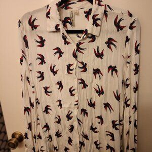 Women's Long Sleeve Blouse with birds by Ruby Rocks (Long Tall Sally) - Size 10